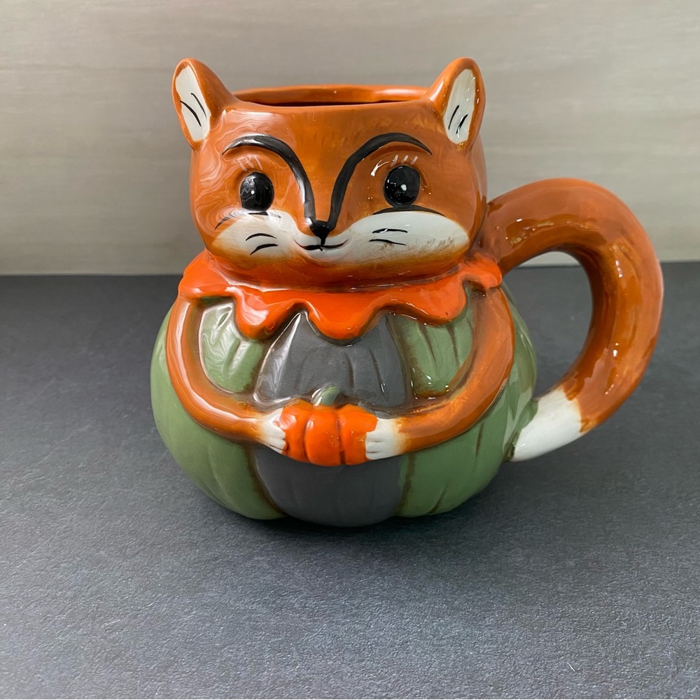 Johanna Parker Fall Fox Ceramic Mug - Orange and Green